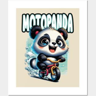 Meet MotoPanda - The Smiling Panda on Wheels Posters and Art